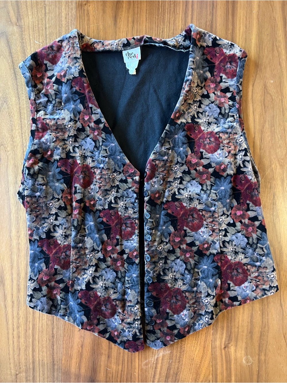 Vintage Floral Velvet Button Vest Dark Academia Whimsigoth Witchy